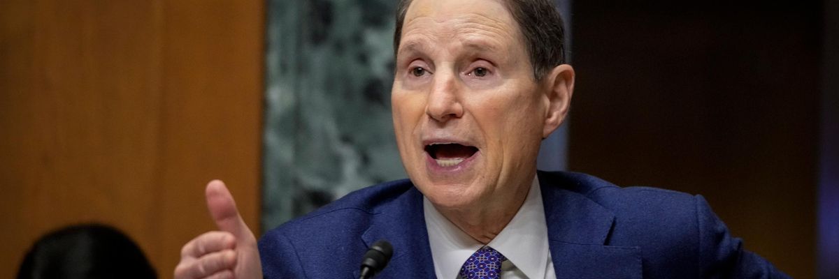 Sen. Ron Wyden speaks during a hearing