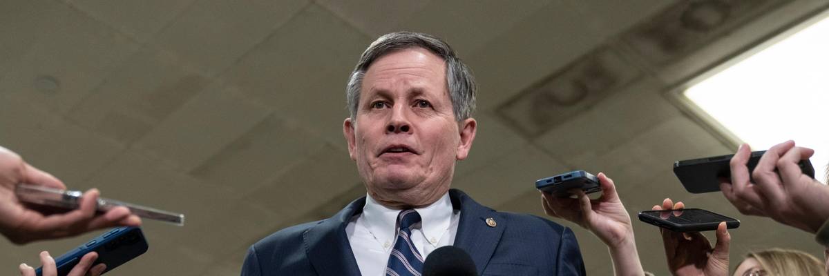 Sen. Steve Daines speaks to reporters