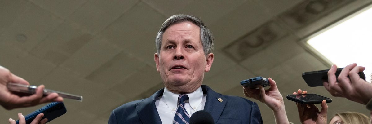 Sen. Steve Daines speaks to reporters