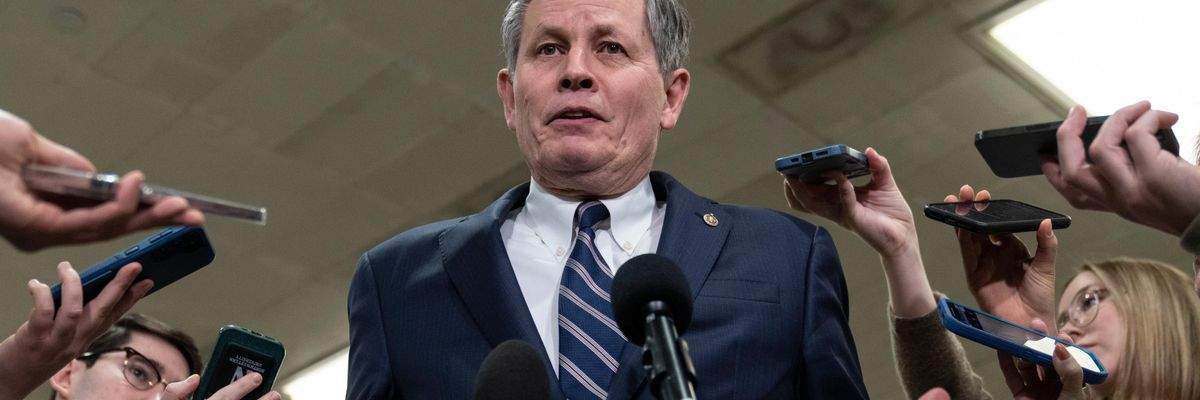 Sen. Steve Daines speaks to reporters