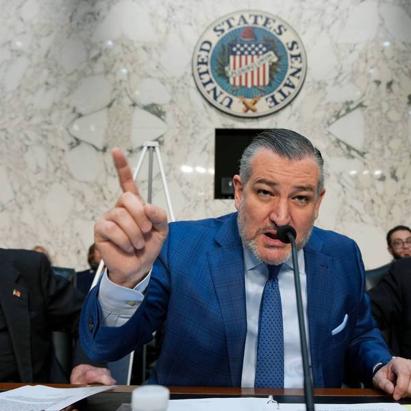 Sen. Ted Cruz points a finger during a hearing