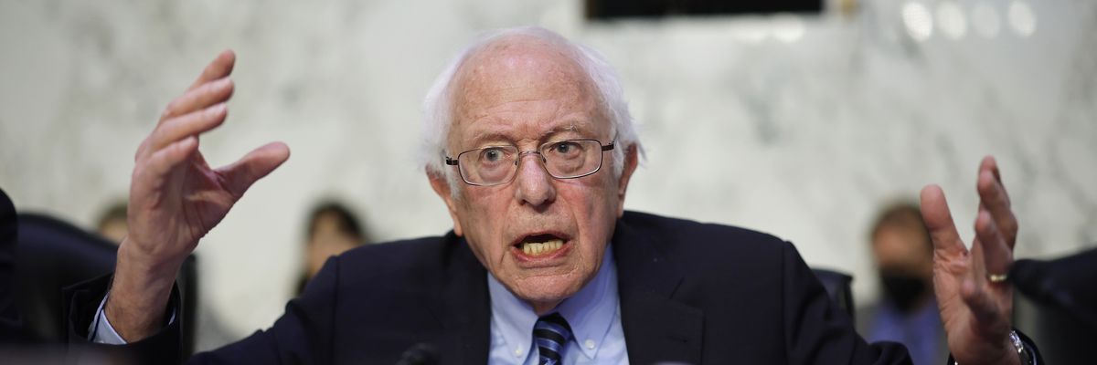 Senate Health, Education, Labor, and Pensions Committee Chair Bernie Sanders (I-Vt.) delivers opening remarks during a hearing with Moderna CEO Stéphane Bancel on March 22, 2023 in Washington, D.C. 