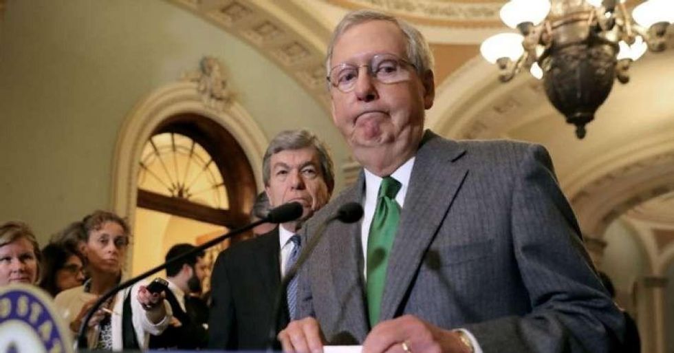 Senate Majority Leader Mitch McConnell (R-Ky.) has refused to hold a vote in recent weeks on bills that would reopen the government, but on Thursday called a vote on a extreme anti-choice bill. (Photo: Chip Somodevilla/Getty Images)