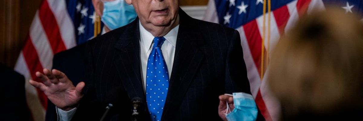 Critics Smell 'Economic Sabotage' as McConnell Unveils Covid Plan With $0 for Unemployment Boost, Direct Payments