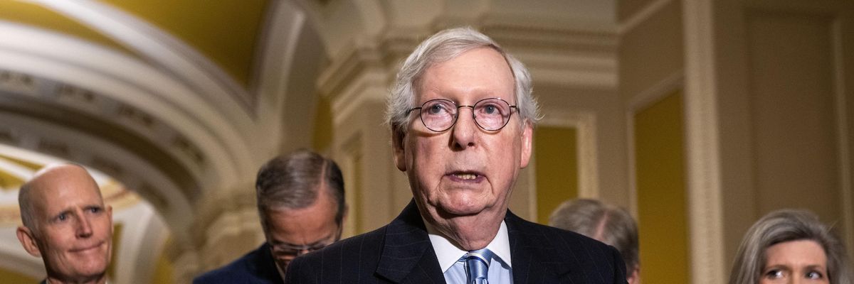 Senate Minority Leader Mitch McConnell holds a press conference
