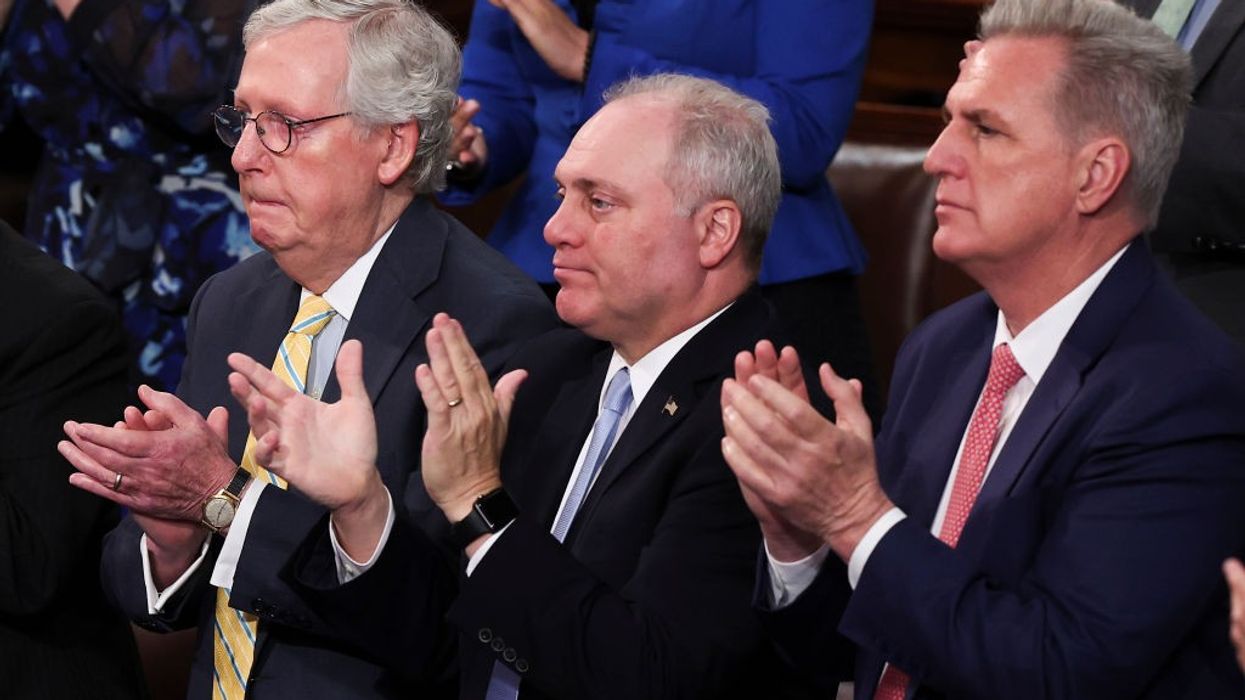 Senate Minority Leader Mitch McConnell (R-Ky.), House Majority Whip Steve Scalise (R-La.) and House Speaker Leader Kevin McCarthy (R-Calif.) in the House Chamber of the U.S. Capitol on May 17, 2022.