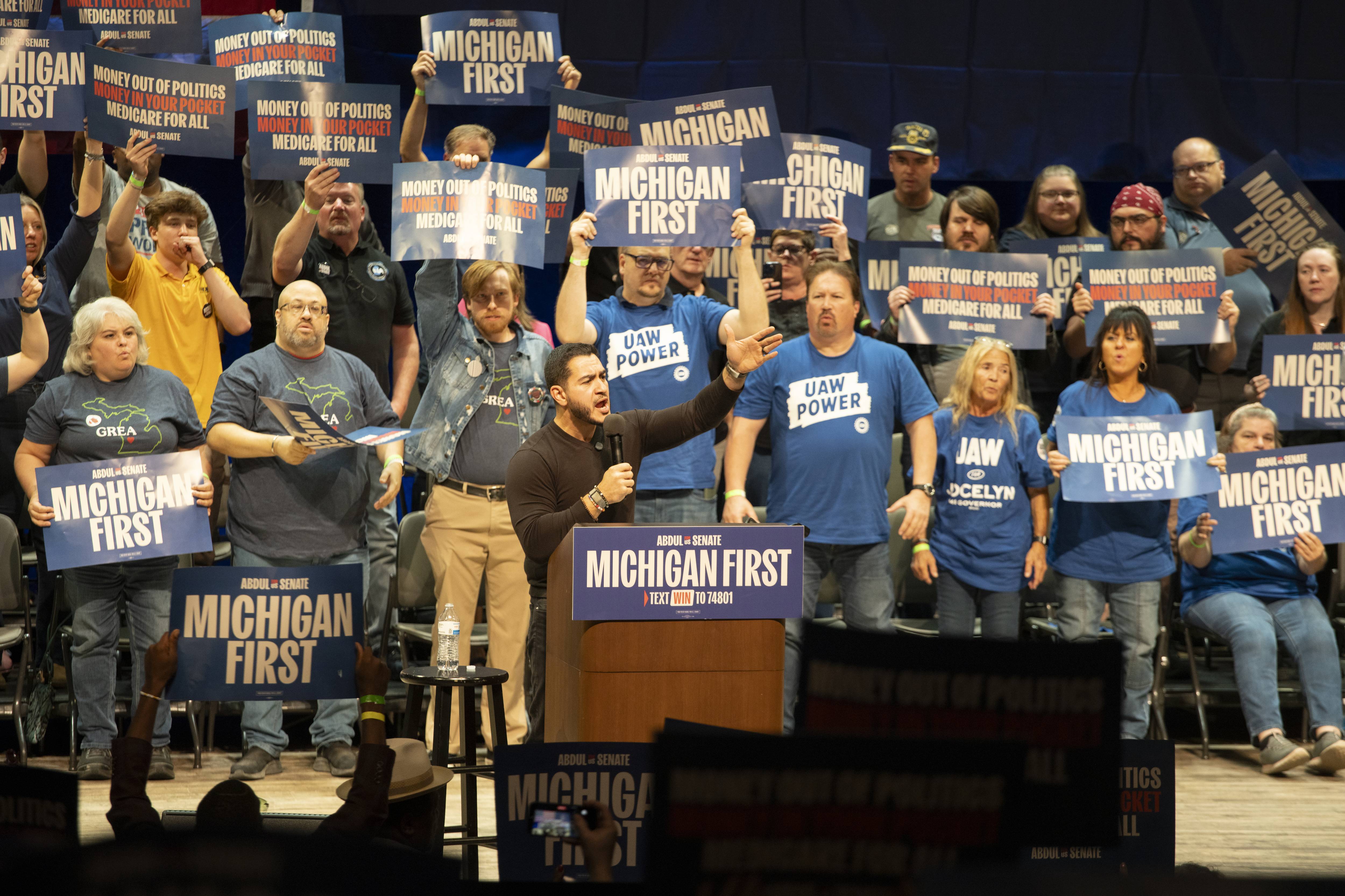Senator Bernie Sanders and Dr. Abdul El-Sayed hold campaign rally in Michigan