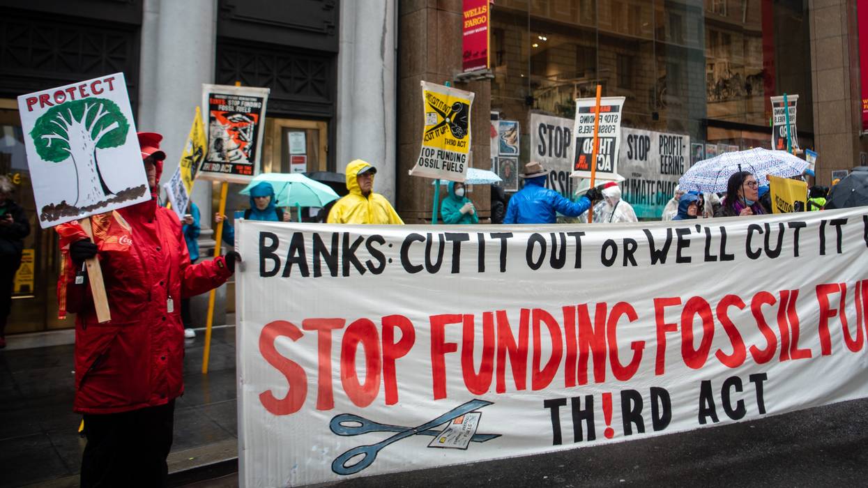 Senior U.S. climate activists came together for a "Stop Dirty Banks" national day of action on March 21, 2023.