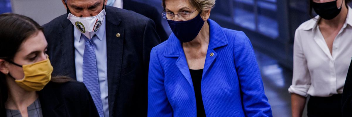 Sens. Elizabeth Warren and Joe Manchin