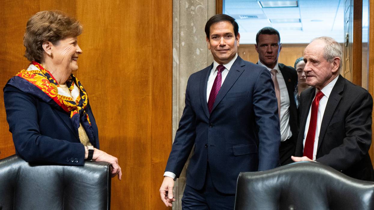 Sens. Jeanne Shaheen and Jim Risch with Secretary of State Marco Rubio