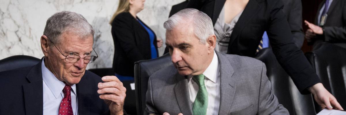 Sens. Jim Inhofe and Jack Reed during a Senate hearing