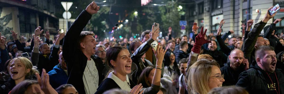 Serbians celebrate Student List victory