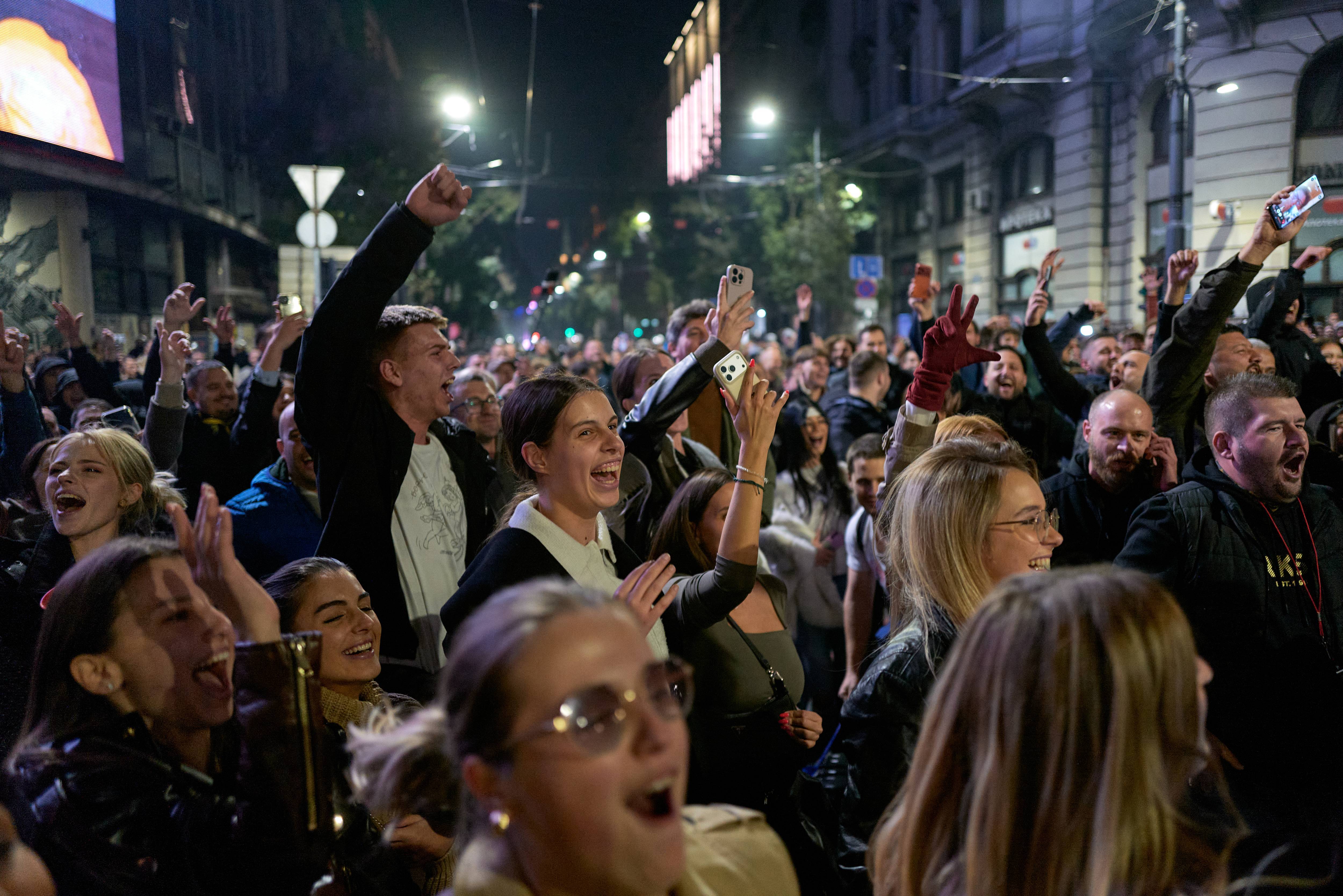 Serbians celebrate Student List victory