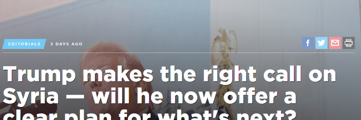 Out of 26 Major Editorials on Trump's Syria Strikes, Zero Opposed