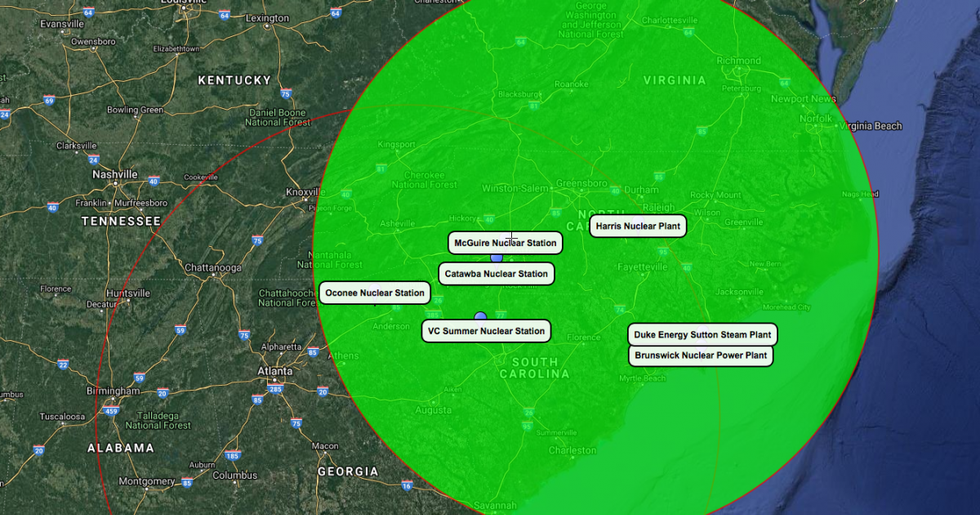 Several nuclear power plants in North and South Carolina lie in the path of Hurricane Florence.
