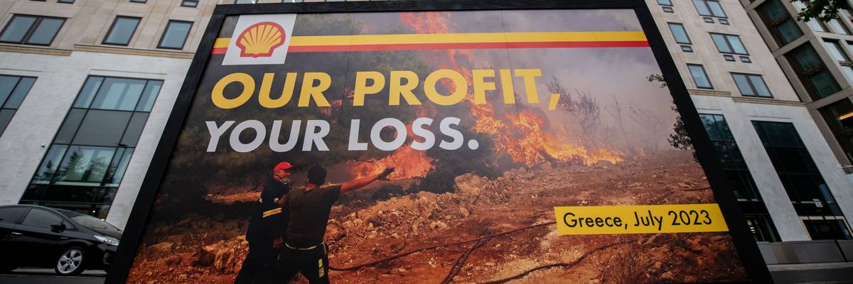 Shell protest billboard.