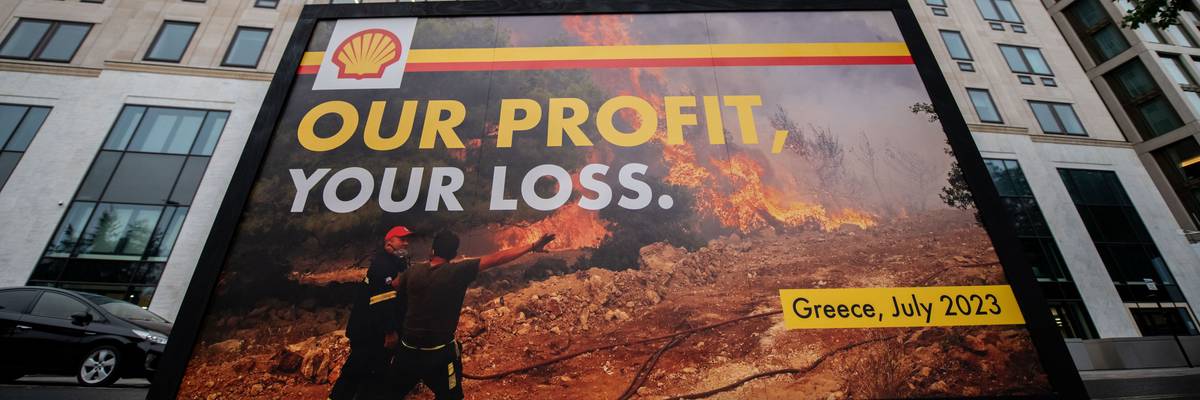 Shell protest billboard.