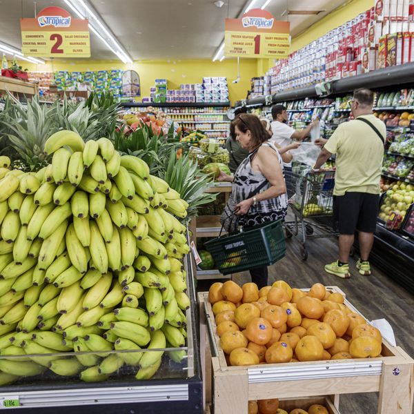 Shoppers browse produce at Sabor Tropical Supermarket