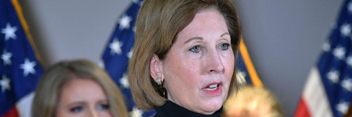 Sidney Powell speaks at a press conference