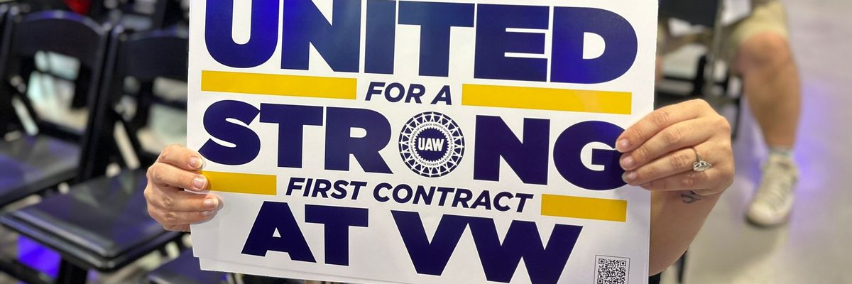 Sign for first contract at Volkswagen.