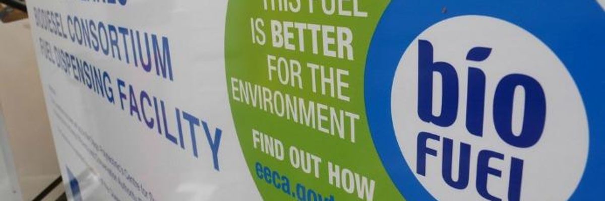 Sign promoting Biofuels