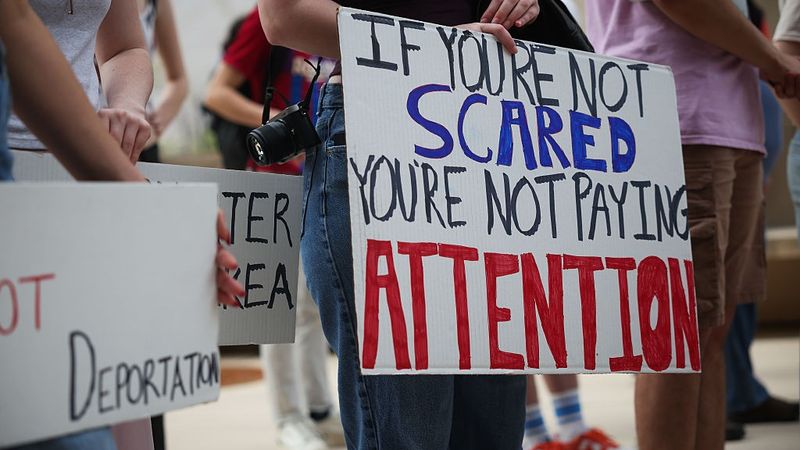 Sign says: "If you're not scared, you're not paying attention."