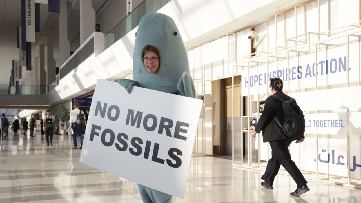 Sign says "No more fossils"