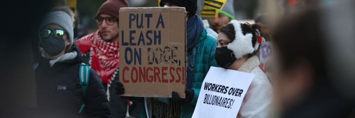 sign says, put a leash on DOGE