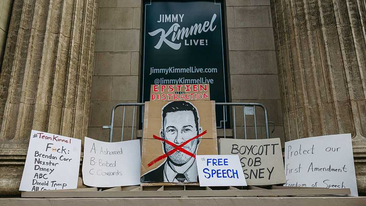 Signs outside Jimmy Kimmel's theater.
