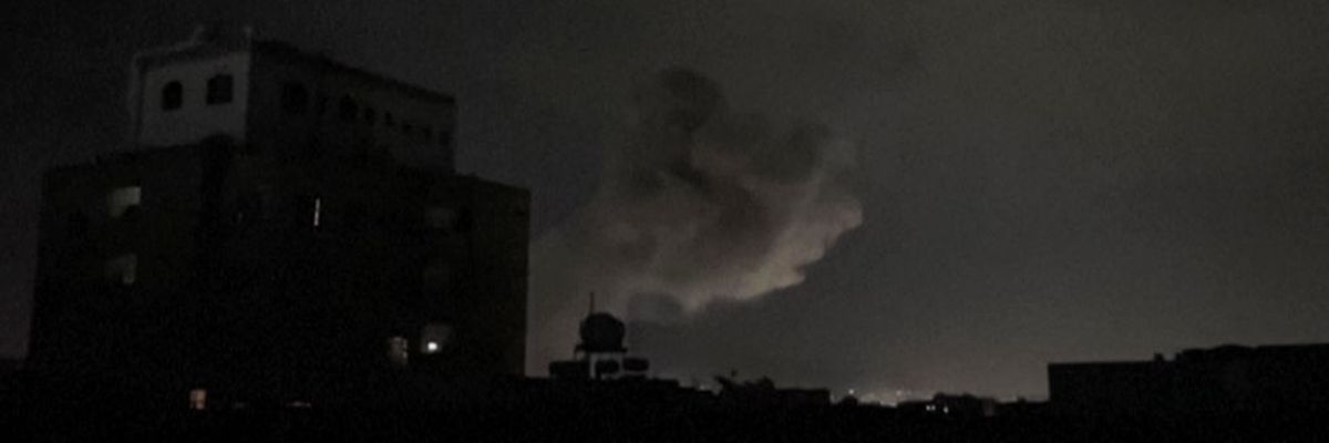 Smoke from bombing of Yemen.