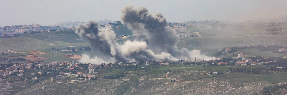 Smoke rises following an Israeli airstrike on a Lebanese village