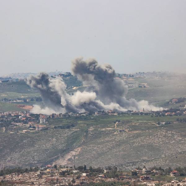 Smoke rises following an Israeli airstrike on a Lebanese village