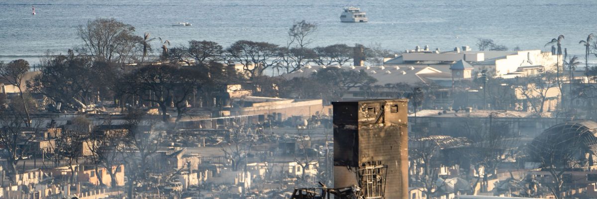 Smoke rises following the wildfires in Lahaina, Hawaii
