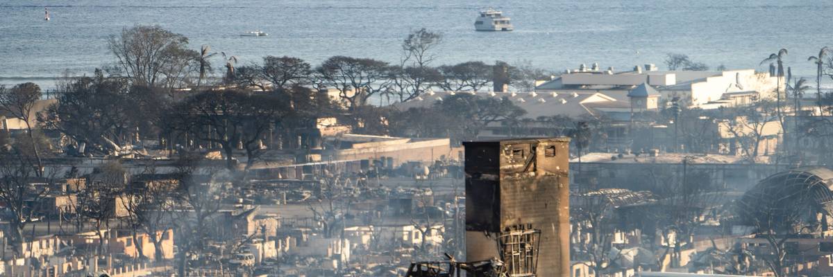 Smoke rises following the wildfires in Lahaina, Hawaii