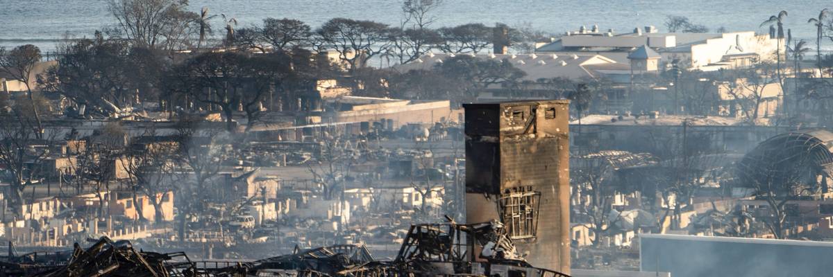 Smoke rises following the wildfires in Lahaina, Hawaii