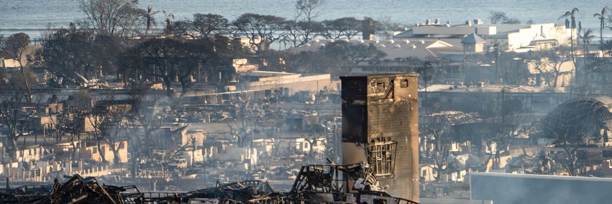 Smoke rises following the wildfires in Lahaina, Hawaii