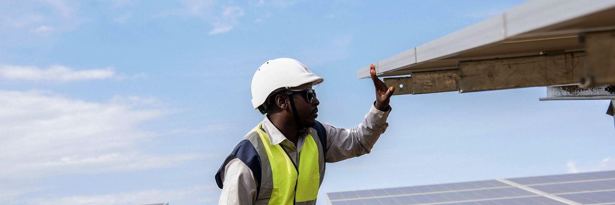 Solar plant worker in Uganda