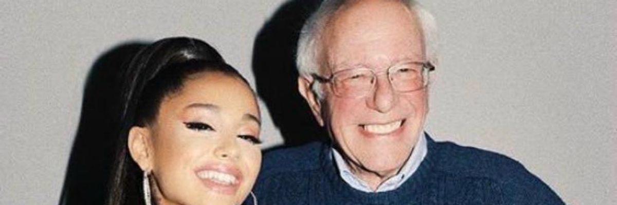 'My Guy': Ariana Grande Gives Big Hug to Bernie Sanders on Her Massive Social Media Platforms