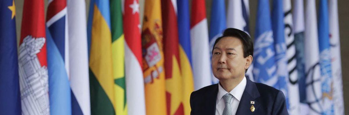 South Korean President Yoon Suk Yeol arrives for a G20 summit in Nusa Dua, on the Indonesian island of Bali, on November 15, 2022.