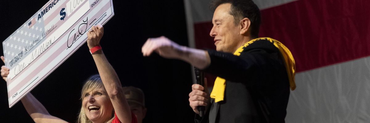 SpaceX and Tesla founder Elon Musk awarded Kristine Fishell with a $1 million check