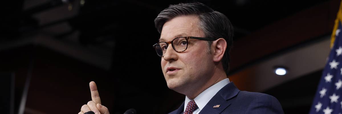 Speaker Johnson And GOP House Leaders Hold News Conference After Party Conference