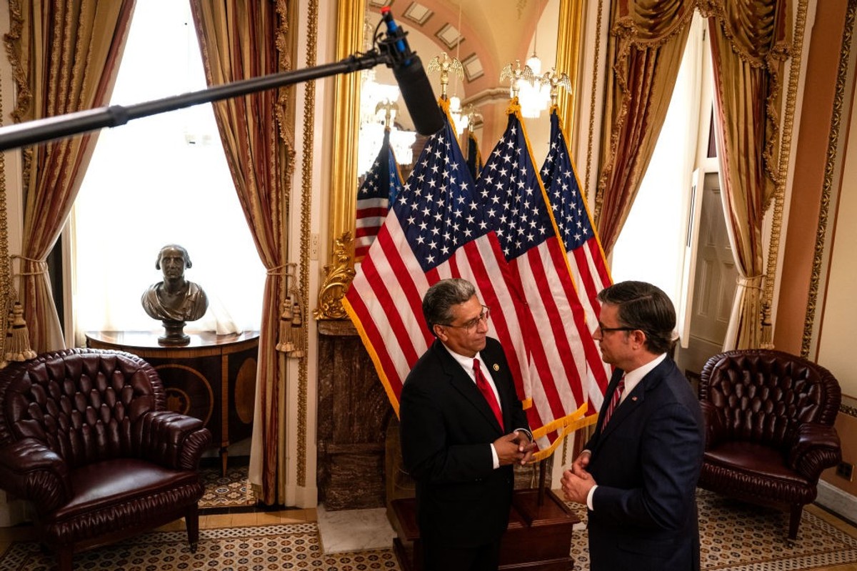 Speaker Johnson Holds Ceremonial Swearing-In For Rep.-Elect Greg Lopez