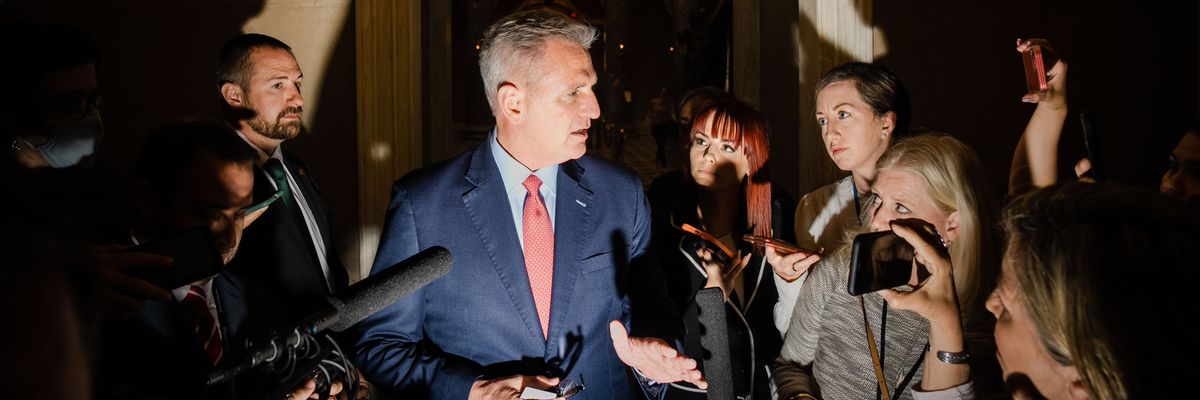 Speaker of the House Kevin McCarthy (R-Calif.) speaks with reporters at the U.S. Capitol in Washington, D.C. on Wednesday, May 24, 2023.