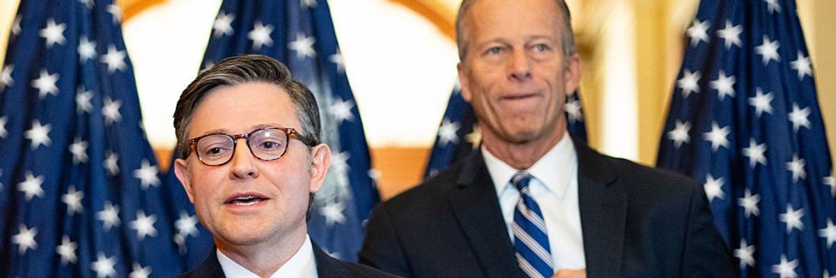 Speaker of the House Mike Johnson and Senate Majority Leader John Thune