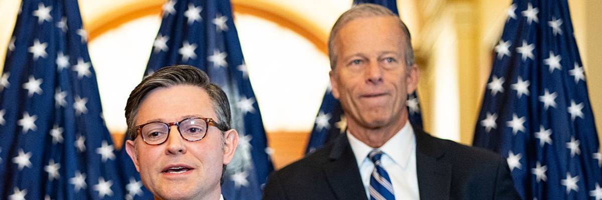 Speaker of the House Mike Johnson and Senate Majority Leader John Thune