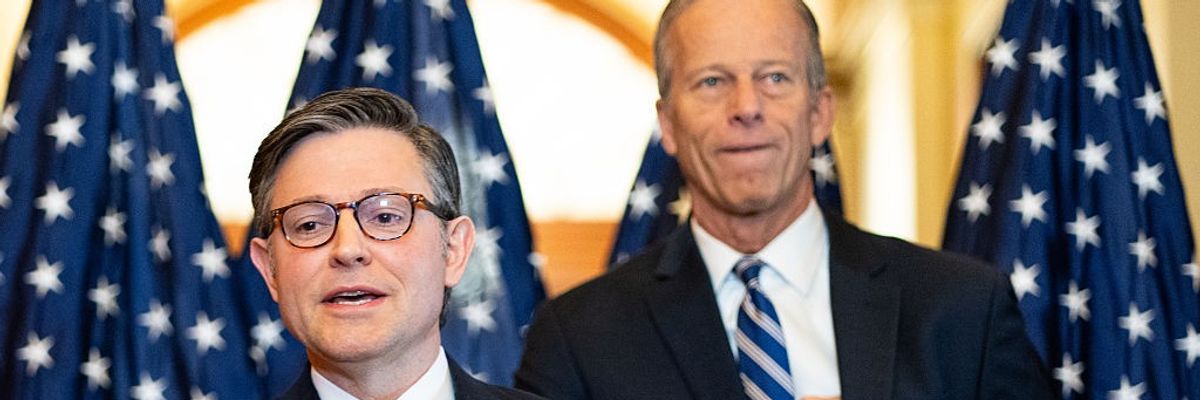 Speaker of the House Mike Johnson and Senate Majority Leader John Thune