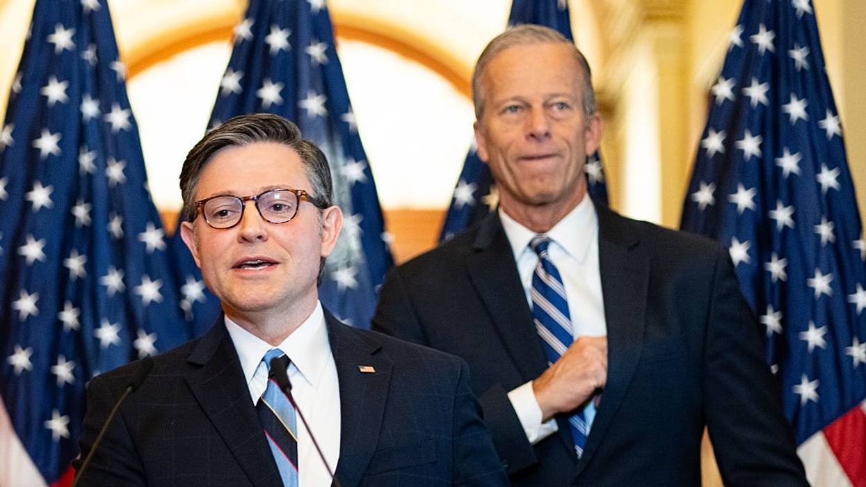 Speaker of the House Mike Johnson and Senate Majority Leader John Thune