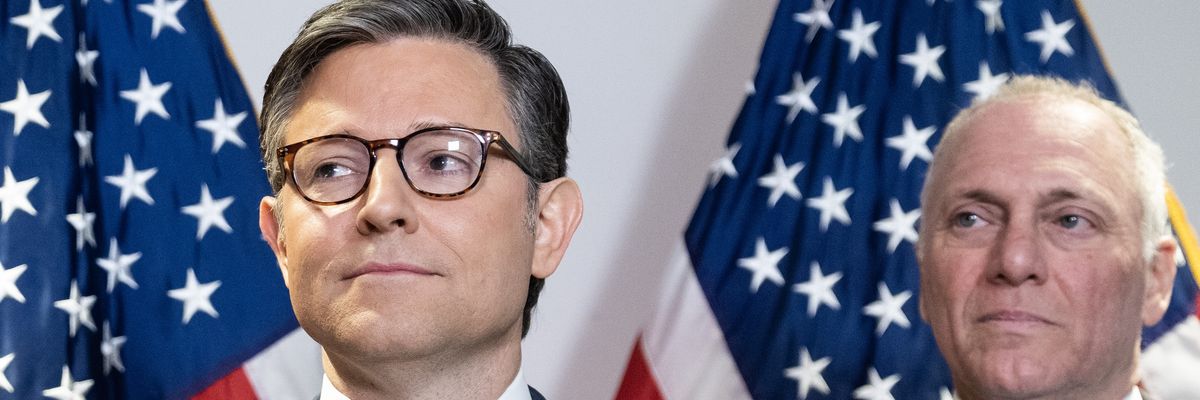 Speaker of the House Mike Johnson (R-La.) and House Majority Leader Steve Scalise (R-La.)