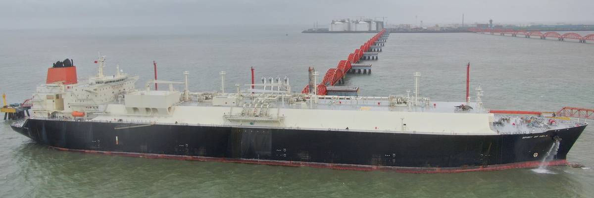 Spirit of Hela is seen transmitting LNG from Papua New Guinea