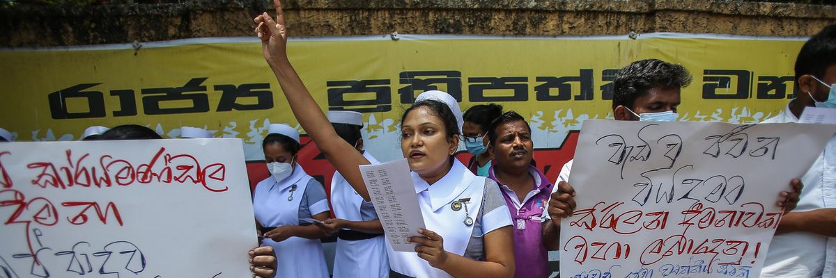 Sri Lanka healthcare workers protest